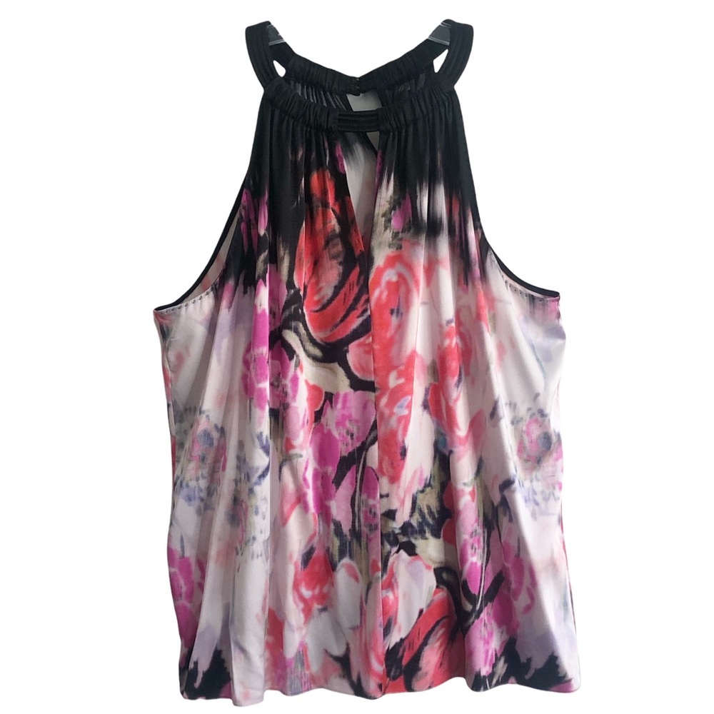 NEW Elie Tahari Johanna Silk Abstract Floral Tank Blouse XL